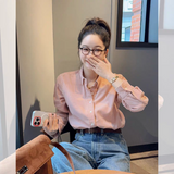 Has been opened directly to take white -collar philosophical shirt retro commute wind lapel lapel corduroy female