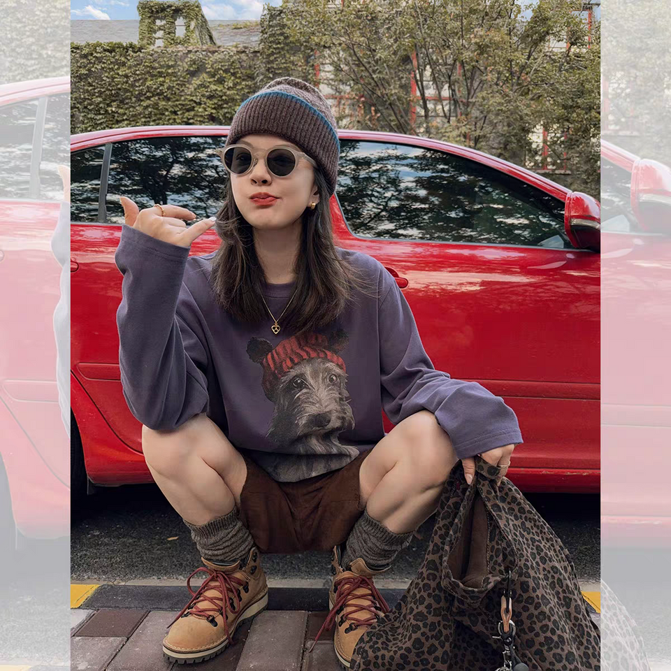 10.11 New products first add cool dog T -shirt 230g wipe all cotton casual shoulder -shoulder bottom shirt female