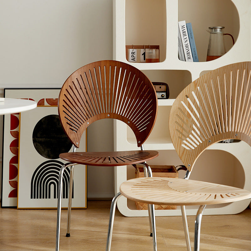 Nordic dining chair solid wood home coffee chair backbone retro dining table and chair simple negotiation casual shell chair wholesale
