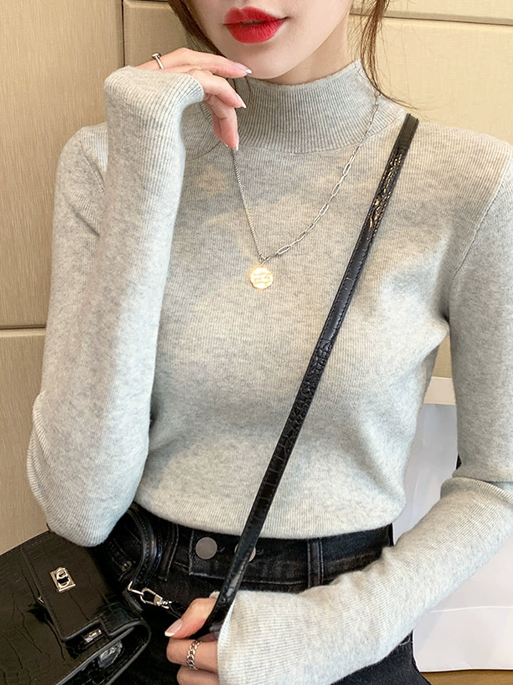 Knittering shirt female half -neck base shirt inside the autumn and winter sweater 2024 new high -end sense collar shirt