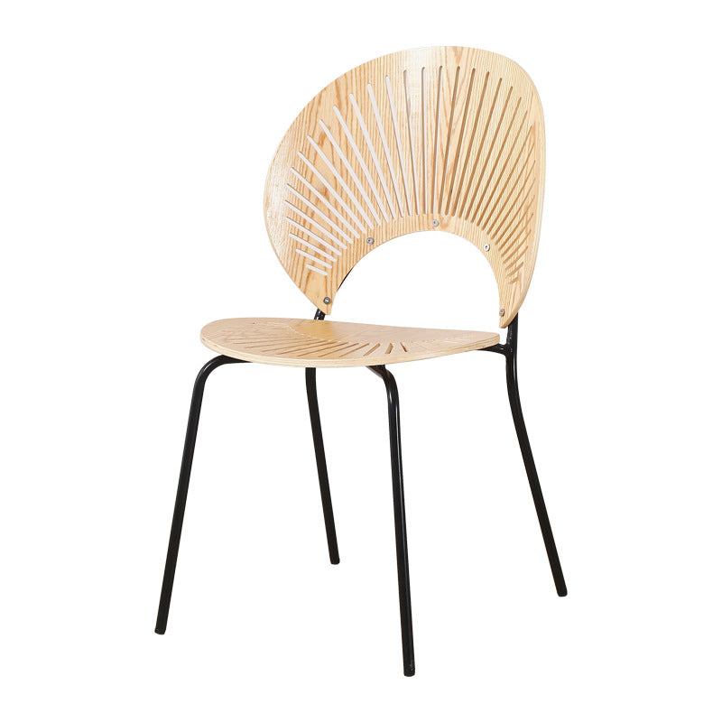 Nordic dining chair solid wood home coffee chair backbone retro dining table and chair simple negotiation casual shell chair wholesale