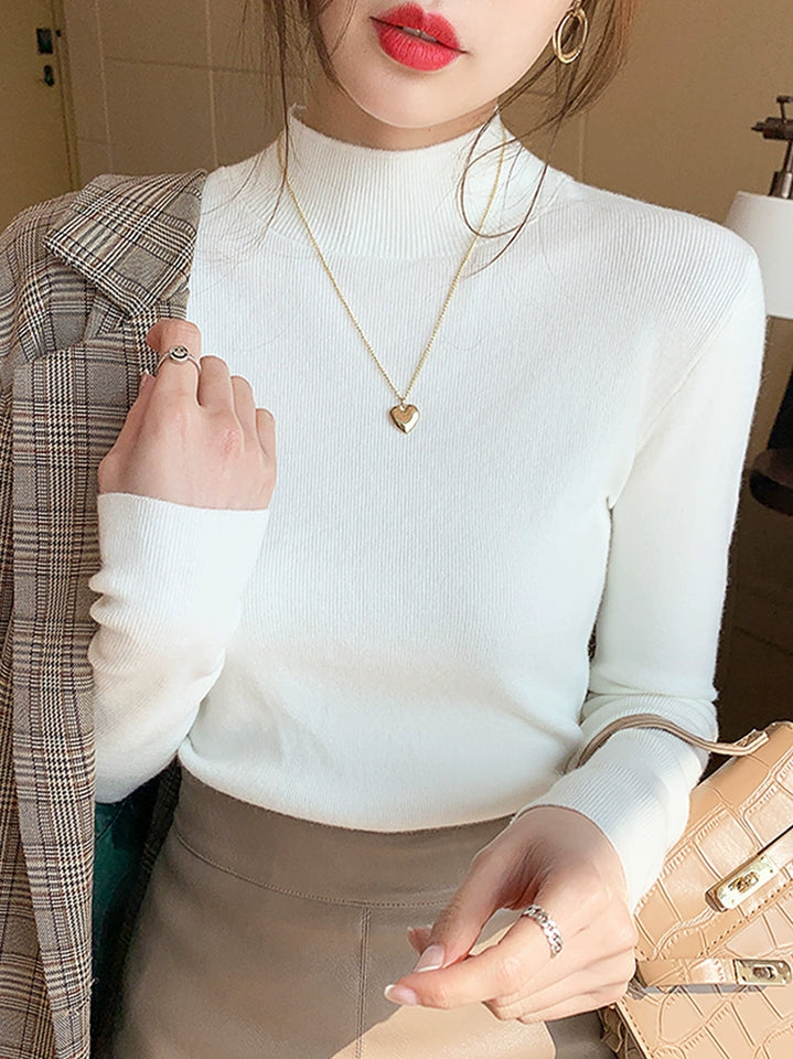 Knittering shirt female half -neck base shirt inside the autumn and winter sweater 2024 new high -end sense collar shirt