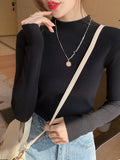 Knittering shirt female half -neck base shirt inside the autumn and winter sweater 2024 new high -end sense collar shirt