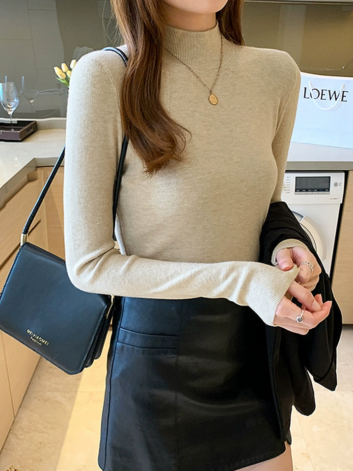 Knittering shirt female half -neck base shirt inside the autumn and winter sweater 2024 new high -end sense collar shirt