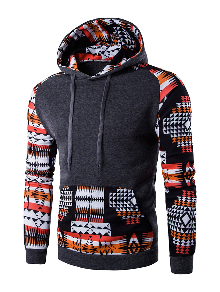 Men Geometric Print Hoodie
