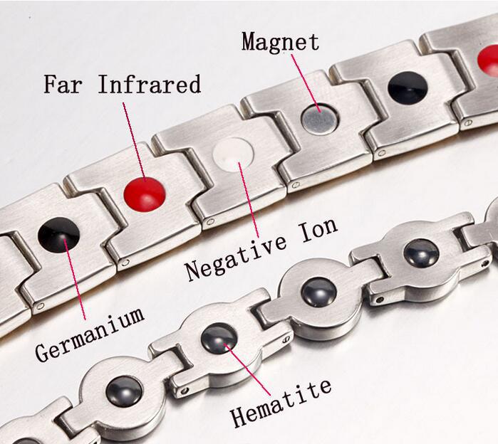 Tourmaline Titanium  Health  Steel Magnetic Therapy Energy Bracelet